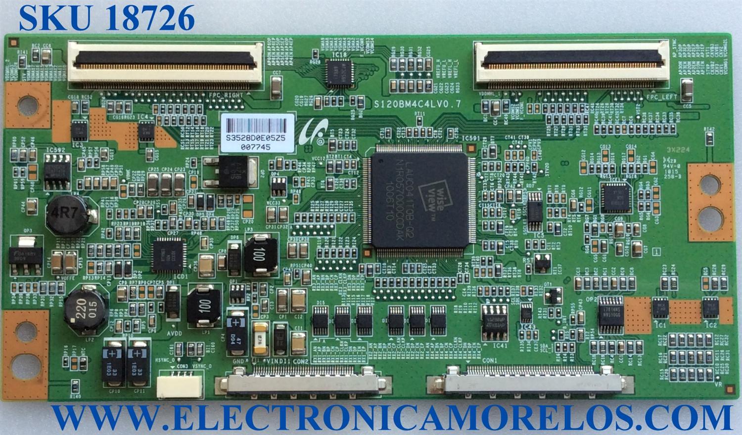 T-CON / INSIGNIA LJ94-03528D / S120BM4C4LV0.7 / 3528D / PANEL LTA550HJ05 / MODELO NS-55E560A11 / PARTES SUSTITUTAS LJ94-03282T / LJ94-03282Q / LJ94-03287K / LJ94-03287S / LJ94-03297G / LJ94-03327H / LJ94-03327J / LJ94-03327K / LJ94-03409D / LJ94-03229A